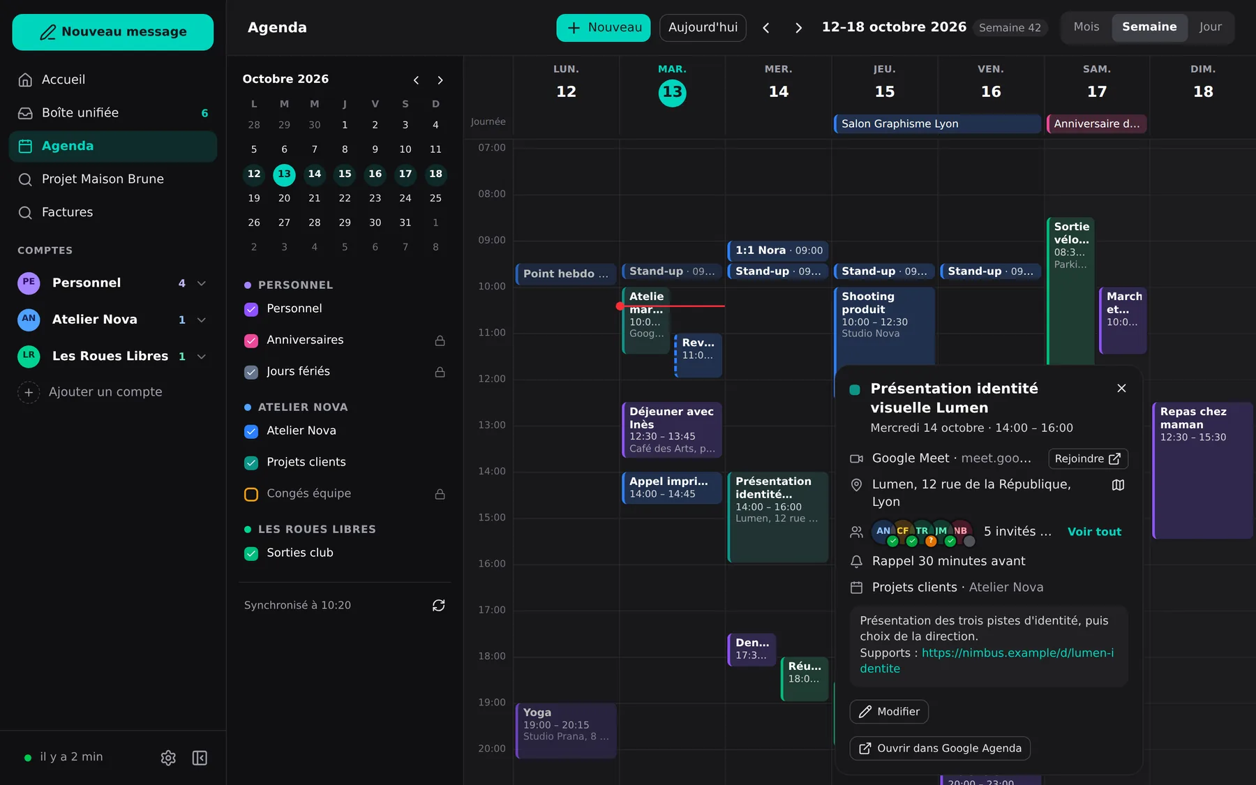 La semaine dans l'agenda, une réunion ouverte avec ses invités.